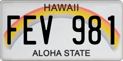 HI license plate FEV981