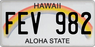 HI license plate FEV982