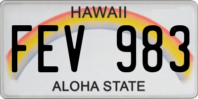 HI license plate FEV983