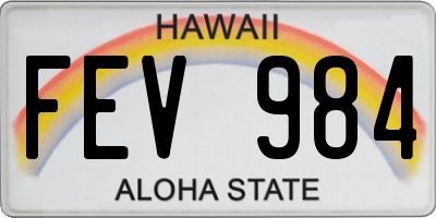 HI license plate FEV984