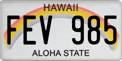 HI license plate FEV985