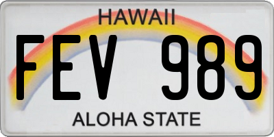 HI license plate FEV989