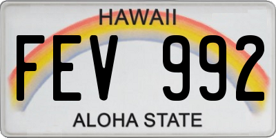 HI license plate FEV992