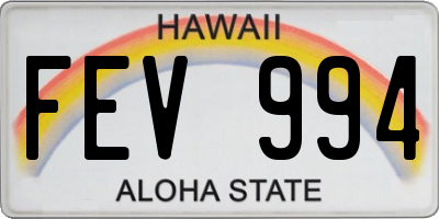 HI license plate FEV994