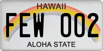 HI license plate FEW002