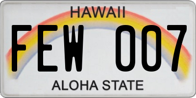 HI license plate FEW007