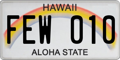 HI license plate FEW010