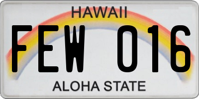 HI license plate FEW016