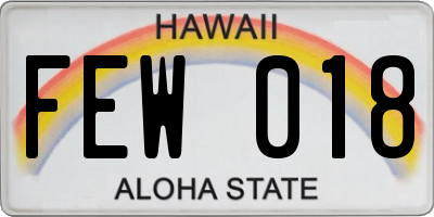 HI license plate FEW018