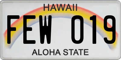 HI license plate FEW019