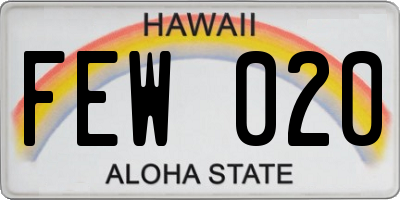 HI license plate FEW020