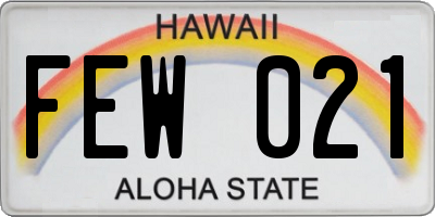 HI license plate FEW021
