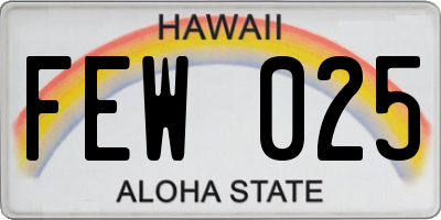 HI license plate FEW025