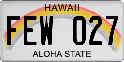HI license plate FEW027