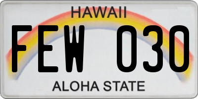 HI license plate FEW030