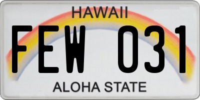 HI license plate FEW031