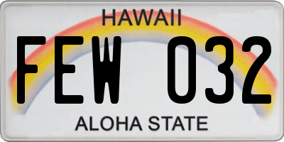 HI license plate FEW032