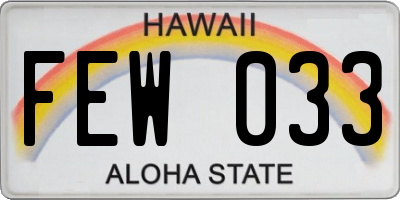 HI license plate FEW033