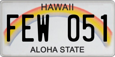 HI license plate FEW051