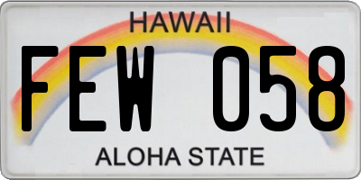 HI license plate FEW058