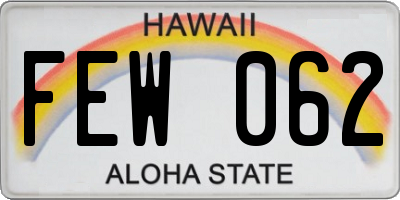 HI license plate FEW062
