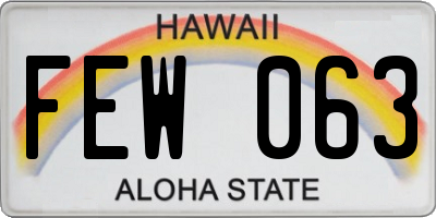 HI license plate FEW063