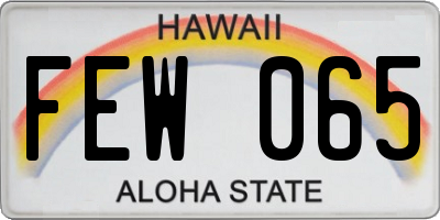 HI license plate FEW065