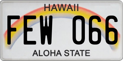 HI license plate FEW066