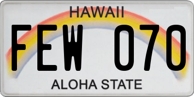 HI license plate FEW070