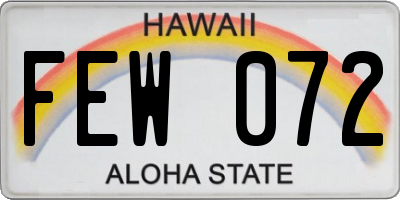 HI license plate FEW072