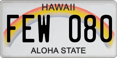 HI license plate FEW080