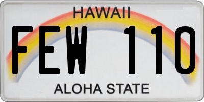 HI license plate FEW110