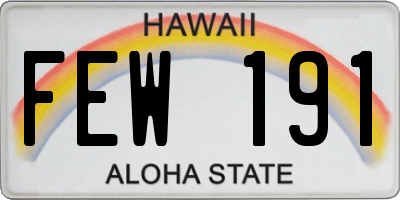 HI license plate FEW191