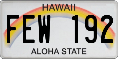 HI license plate FEW192