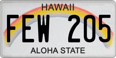HI license plate FEW205