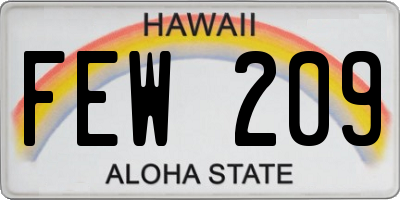 HI license plate FEW209