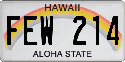 HI license plate FEW214