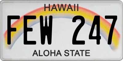 HI license plate FEW247