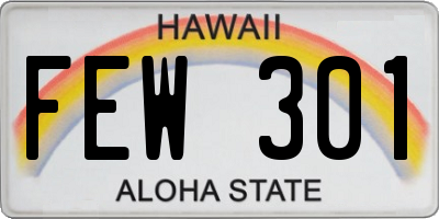 HI license plate FEW301
