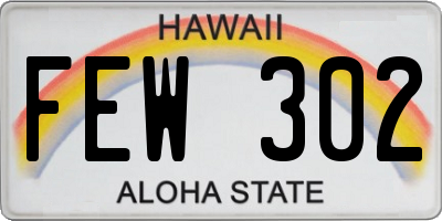 HI license plate FEW302