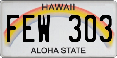 HI license plate FEW303