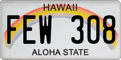 HI license plate FEW308