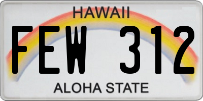 HI license plate FEW312