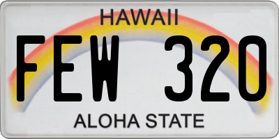HI license plate FEW320