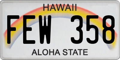HI license plate FEW358