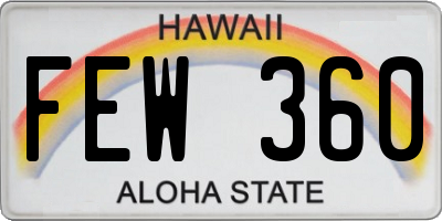 HI license plate FEW360