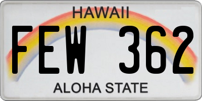HI license plate FEW362