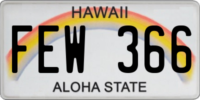 HI license plate FEW366