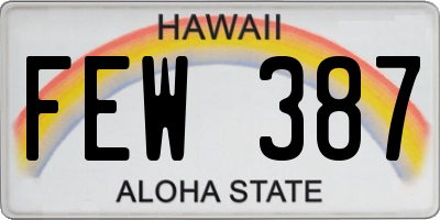 HI license plate FEW387