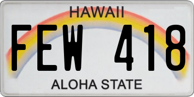 HI license plate FEW418